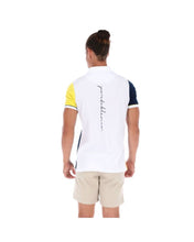 Load image into Gallery viewer, PLE-1584 Men&#39;s Patchwork Short Sleeve Polo Shirt White Blue &amp; Yellow
