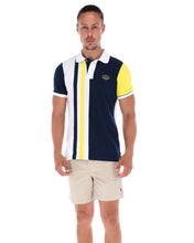 Load image into Gallery viewer, PLE-1584 Men&#39;s Patchwork Short Sleeve Polo Shirt White Blue &amp; Yellow
