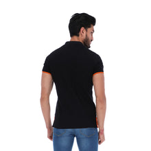 Load image into Gallery viewer, PLE-1725 Men&#39;s Solid Short Sleeve Polo Shirt Black &amp; Orange
