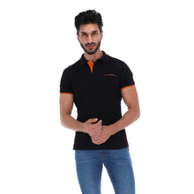 Load image into Gallery viewer, PLE-1725 Men&#39;s Solid Short Sleeve Polo Shirt Black &amp; Orange
