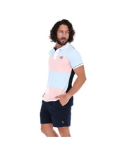 Load image into Gallery viewer, PLL-1521 Men&#39;s Patchwork Short Sleeve Polo Shirt Blue Pink &amp; Green
