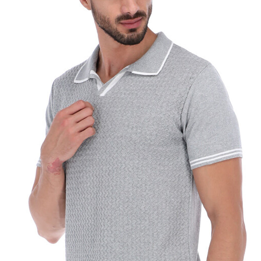 Playera Polo Tejido Punto Hombre Edición Lujo Gris | Porto Blanco PLT-1807