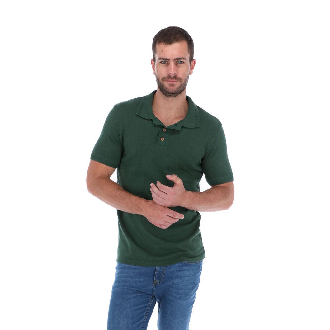 PLT-1824 Men's Solid Short Sleeve Polo Shirt Green