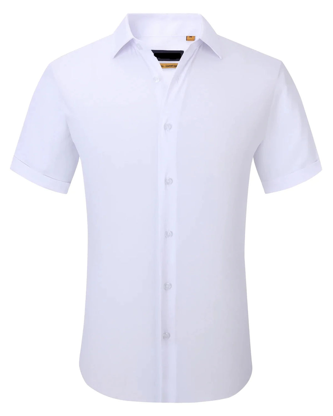 SC515-1 White Solid Stretch Short Sleeve Shirt