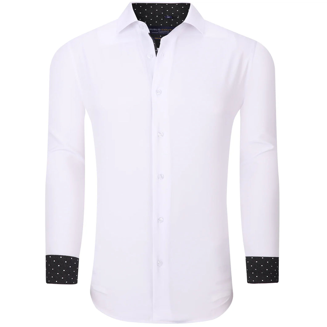 SC702-12 WHT Solid Stretch White Spandex Long Sleeve Shirt