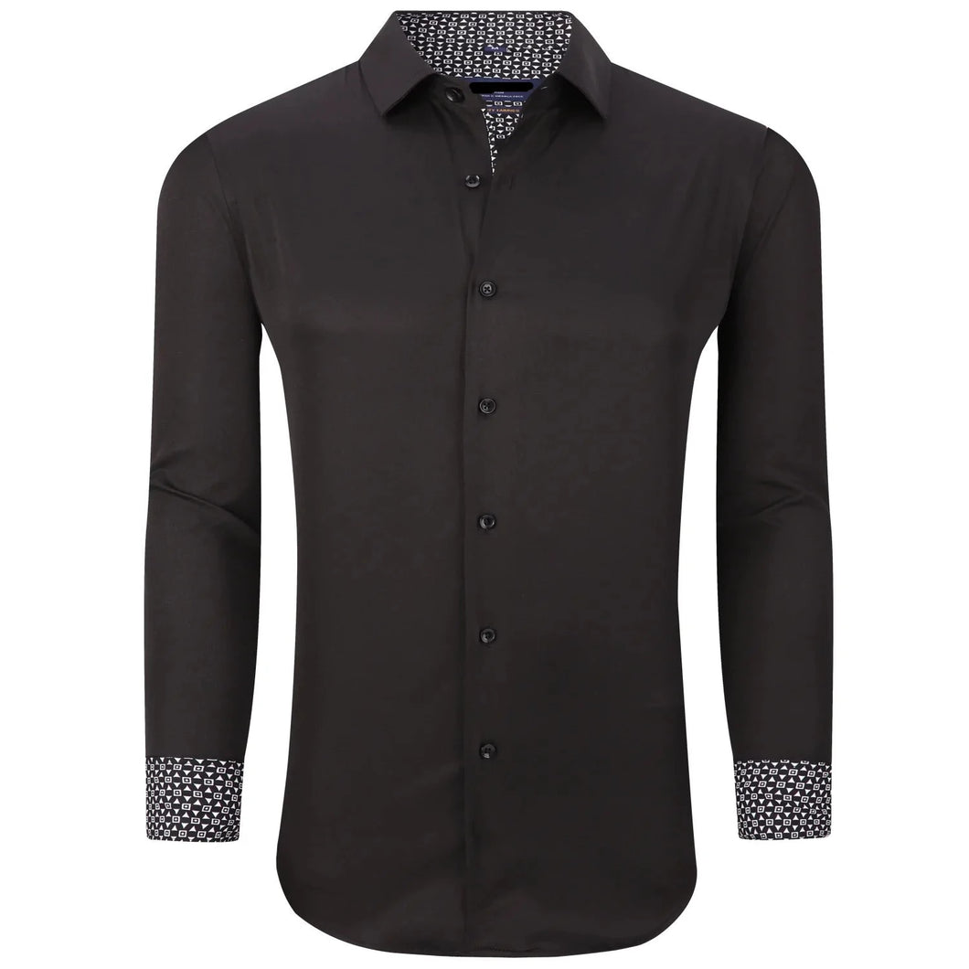 SC702-14 BLK Solid Stretch Black Spandex Long Sleeve Shirt