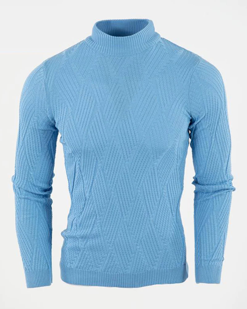 SC9701 Sky Blue Textured Turtle Neck
