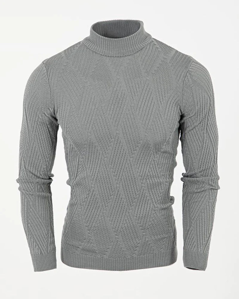SC9701 Silver Textured Turtle Neck