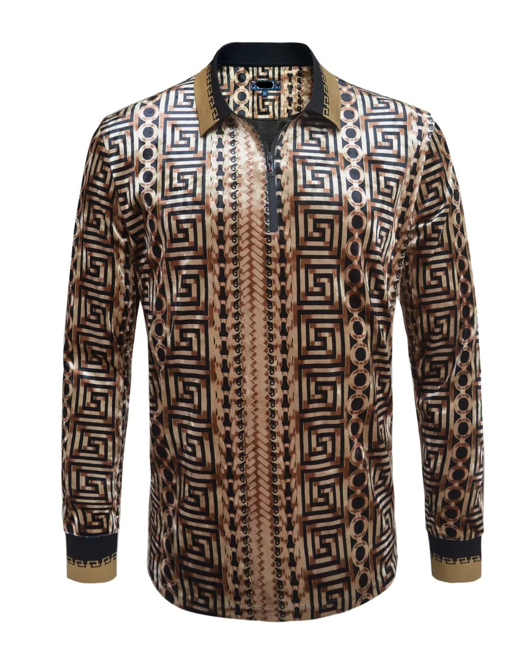 SCP400-24 Brown Luxury Long Sleeve Polo