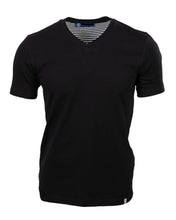 Load image into Gallery viewer, ST809 Black Cotton Spandex Luxury V Neck Tee
