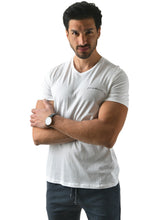 Load image into Gallery viewer, T-01 Men&#39;s Solid Short Sleeve V-Neck T-Shirt White
