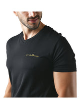 Load image into Gallery viewer, Porto Blanco Men&#39;s Solid Short Sleeve V-Neck T-Shirt Black / T-Shirt-03
