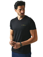 Load image into Gallery viewer, Porto Blanco Men&#39;s Solid Short Sleeve V-Neck T-Shirt Black / T-Shirt-03
