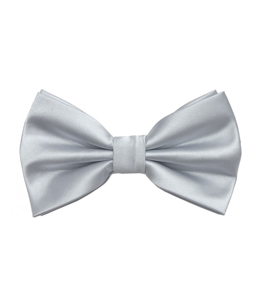 Silver Solid Pre-Tied Bow Ties & Hankies | BT100-E