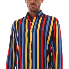 Load image into Gallery viewer, C-1847 Men&#39;s Stripes Long Sleeve Button Down Shirt Red Yellow &amp; Blue
