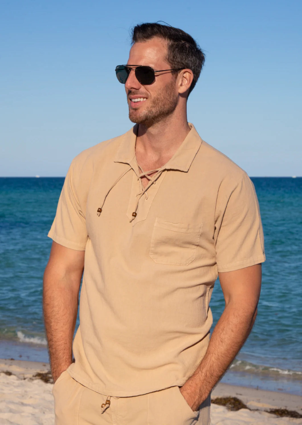 GZ1003 - Beige 'Amalfi' Short Sleeve Shirt