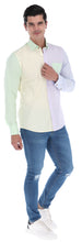 Load image into Gallery viewer, L-1951 Luxury Edition Men&#39;s Patchwork Long Sleeve Classic Button Down Shirt Yellow, Green &amp; Purple  | Porto Blanco
