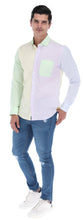 Load image into Gallery viewer, L-1951 Luxury Edition Men&#39;s Patchwork Long Sleeve Classic Button Down Shirt Yellow, Green &amp; Purple  | Porto Blanco
