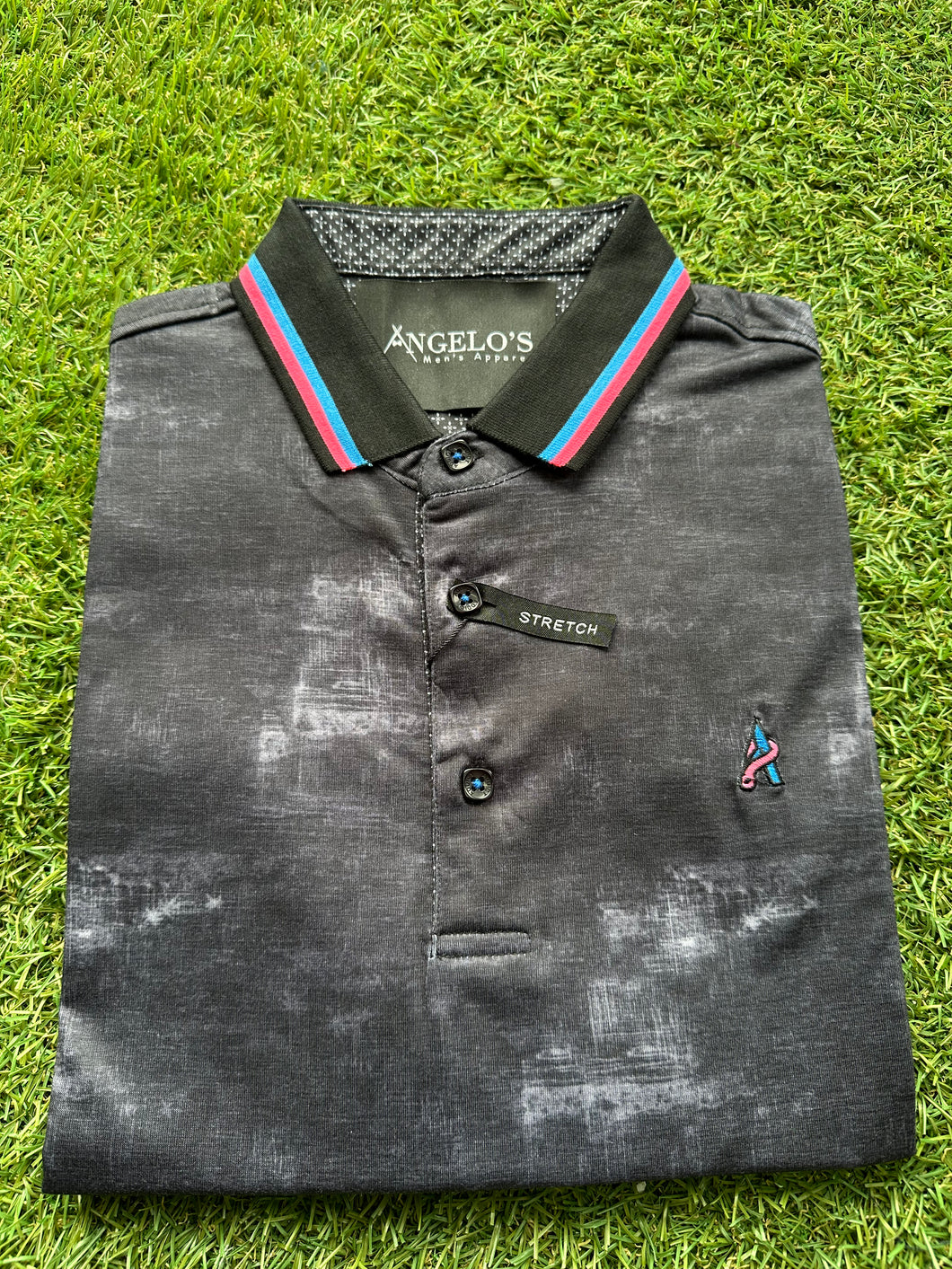 POL-Marble Black Polo Shirt Slim Fit
