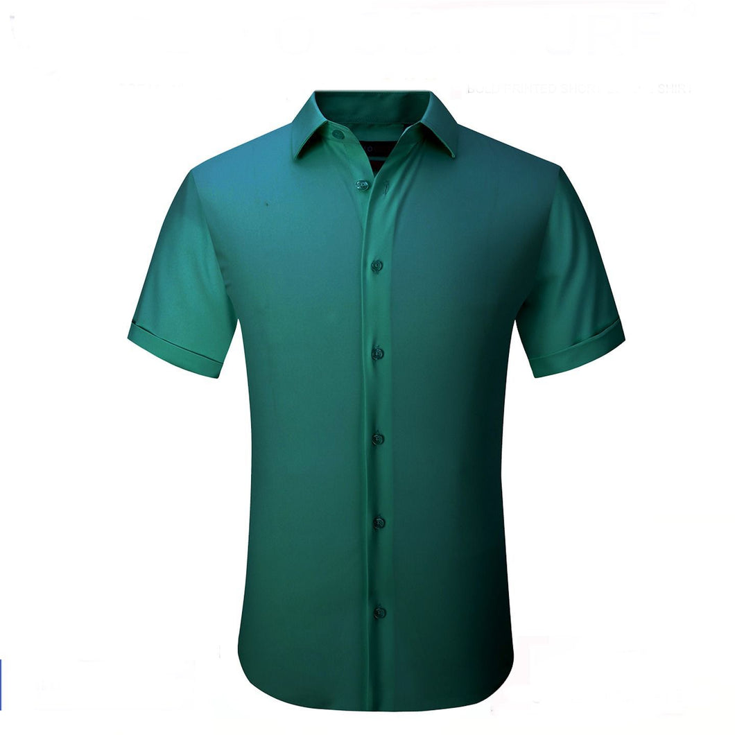 SC515-12 Green Solid Stretch Short Sleeve Shirt