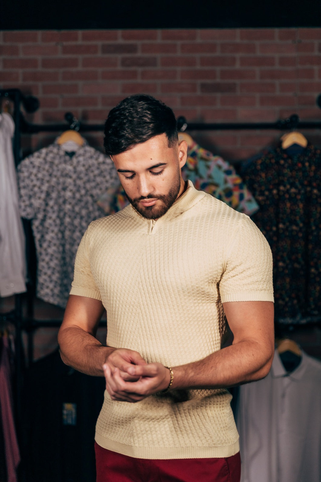ZK509 Cream Turtle Neck Polo