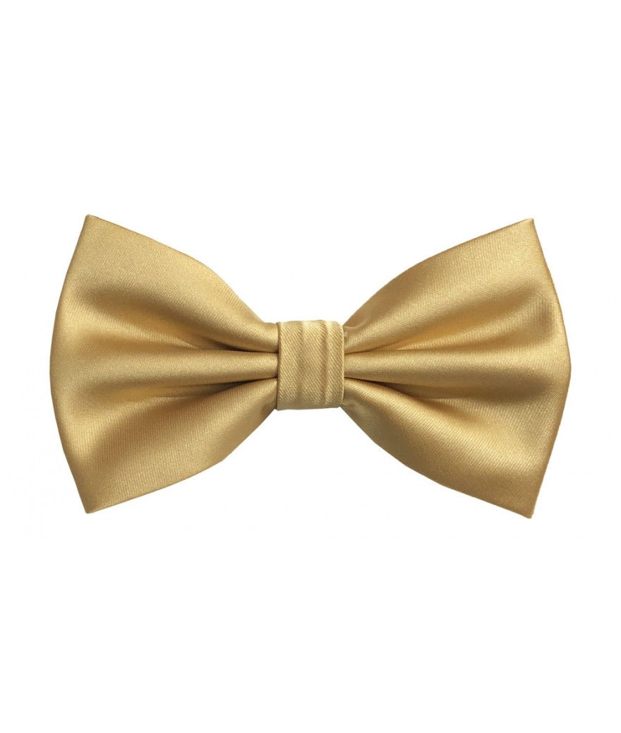 Gold Solid Pre-Tied Bow Ties & Hankies | BT100-JJ