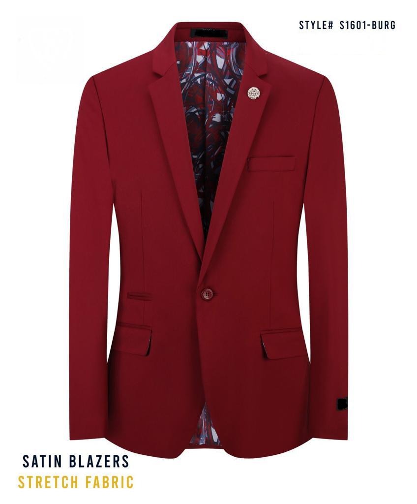 Burgundy  Sateen Blazer Stretch Sportcoat | S601-5 Burgundy