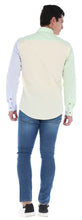 Load image into Gallery viewer, L-1951 Luxury Edition Men&#39;s Patchwork Long Sleeve Classic Button Down Shirt Yellow, Green &amp; Purple  | Porto Blanco
