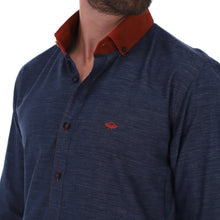 Load image into Gallery viewer, Men&#39;s Solid Long Sleeve Classic Button Down Shirt Blue &amp; Burgundy E-1901
