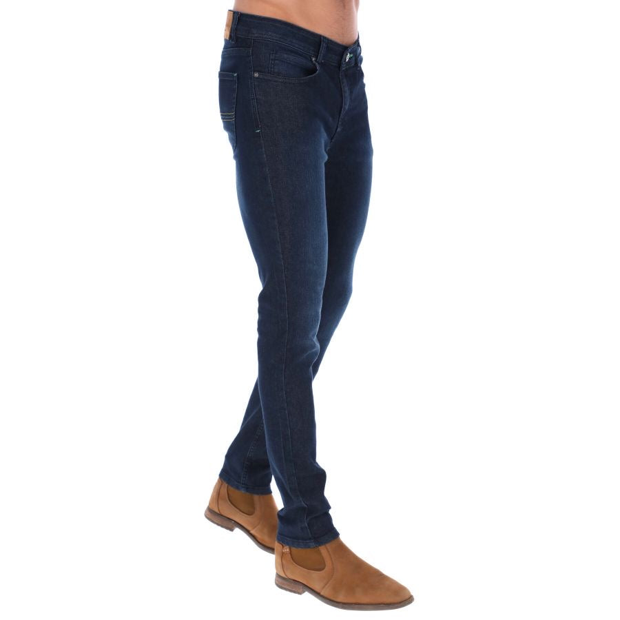 PJ-01 Men's Solid Premium Flex-Stretch Denim Jeans Dark Blue