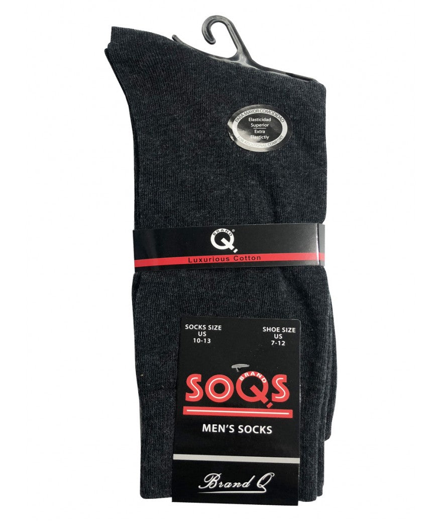 Dark Gray Solid Cotton Socks | SQ100-C